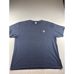 Carhartt Pocket T Shirt Mens 2XL Loose Fit Faded Blue Workwear Tee USA Style